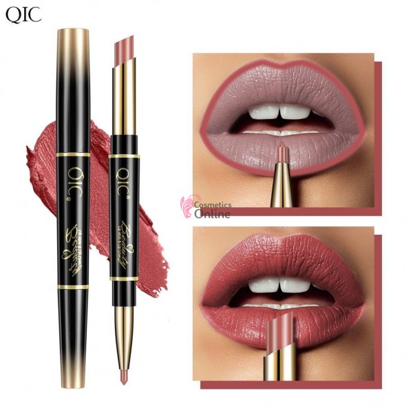 Ruj solid pentru buze si creion pentru contur 2 in1 QIC Beauty Lip Liner Cod 07 Velvet Rose